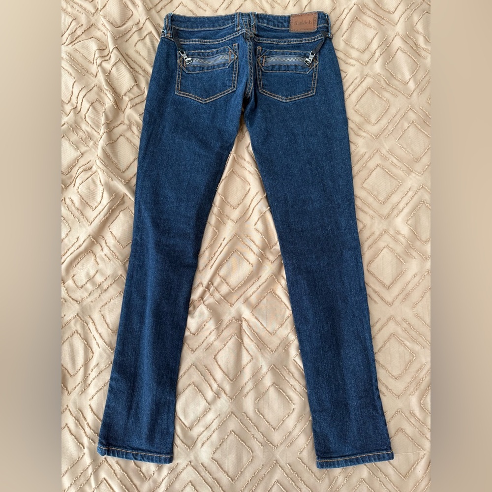 Frankie B. Women's Straight Leg Jeans - Dark Blue Denim - Picture 2 of 3
